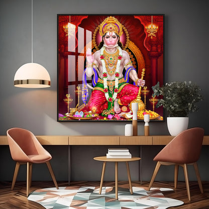 Sacred Harmony Of Hanuman Premium Acrylic Square Wall Art