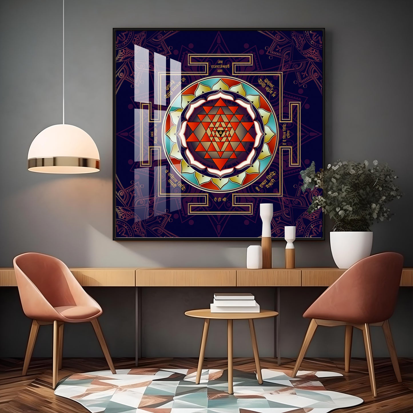 Laxmi Shri Yantra Premium Acrylic Square Wall Art