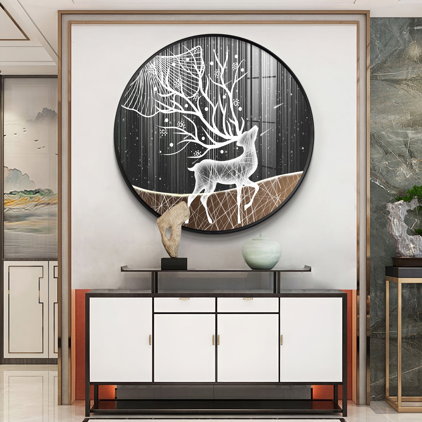 Radiance Deer Premium Acrylic Round Wall Art