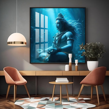 Meditating Shiva Premium Acrylic Square Wall Art