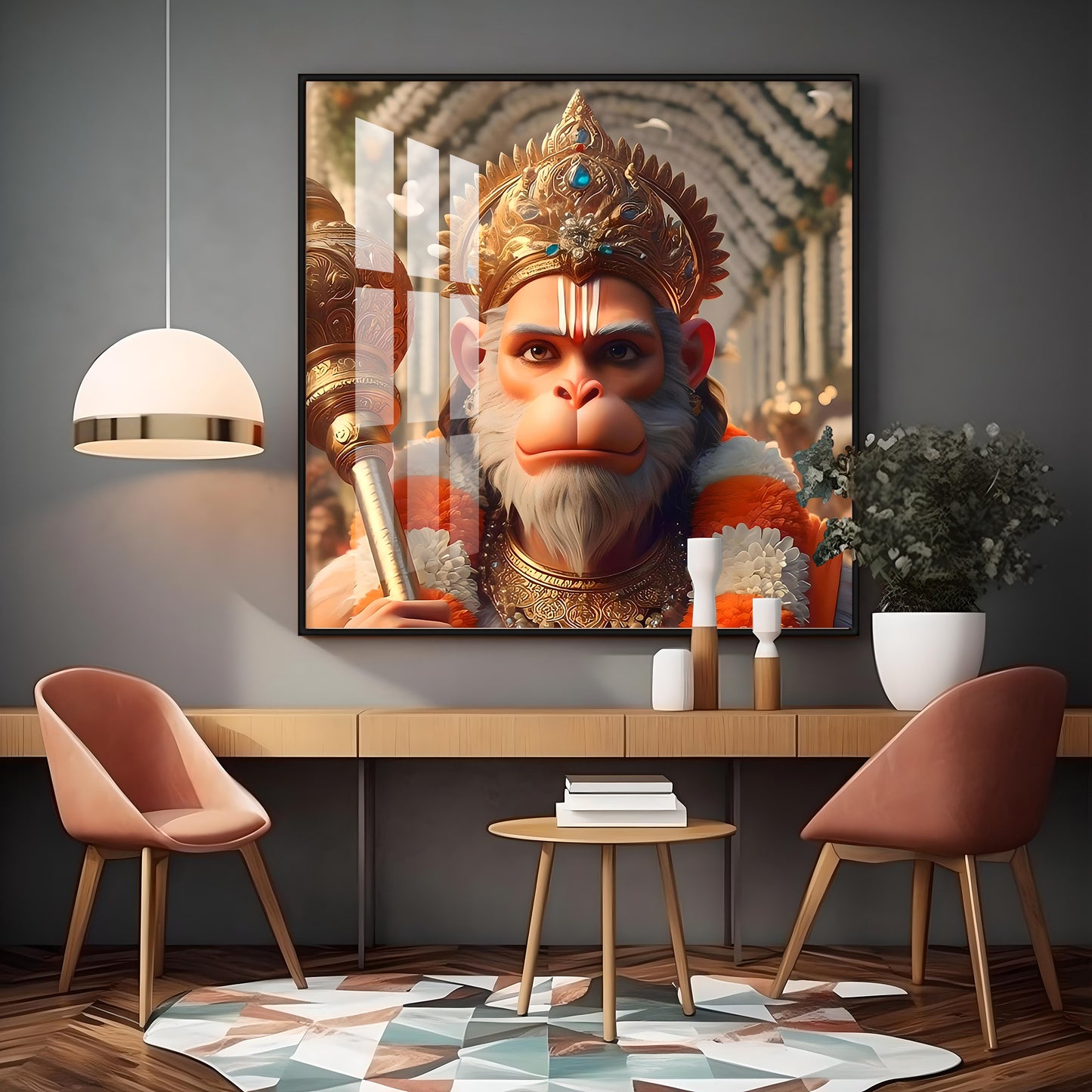 Ram Bhakt Hanuman Premium Acrylic Square Wall Art