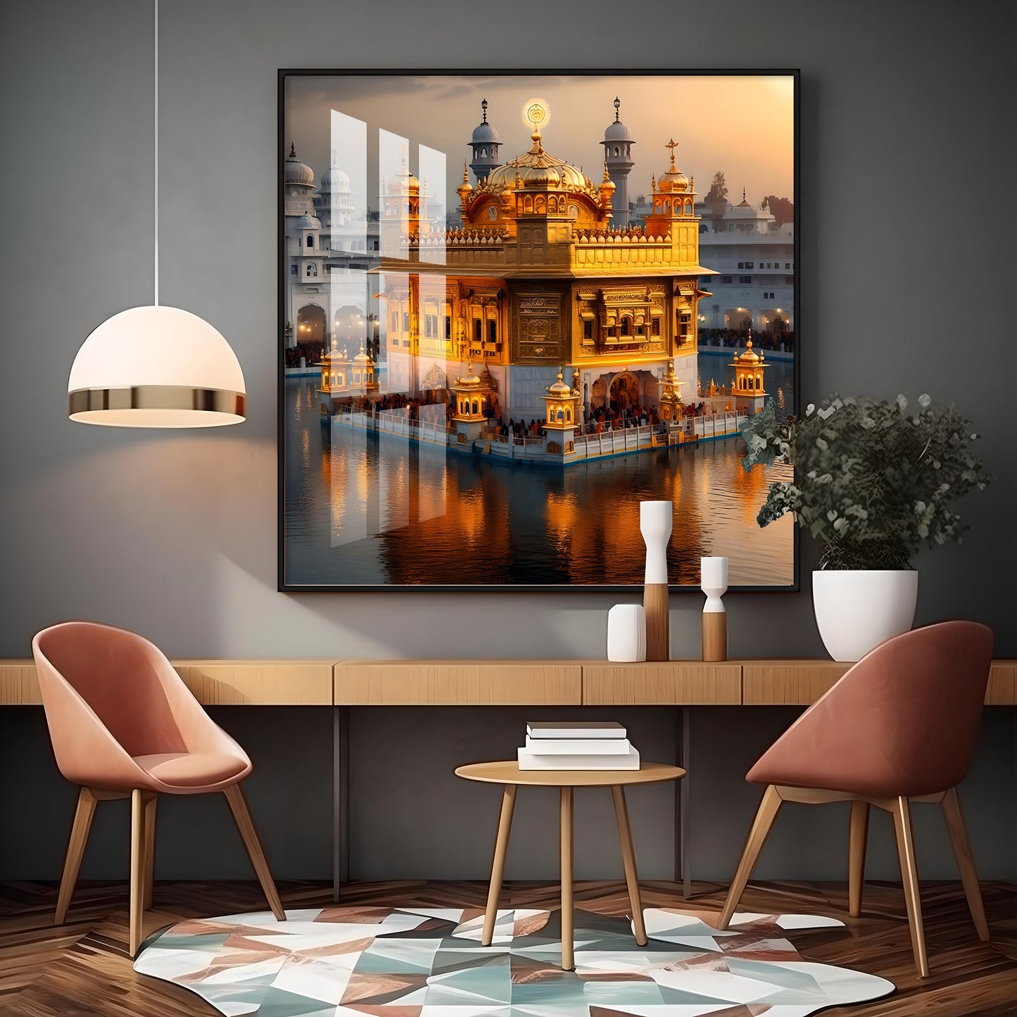 The Golden Temple of Amritsar Premium Acrylic Square Wall Art