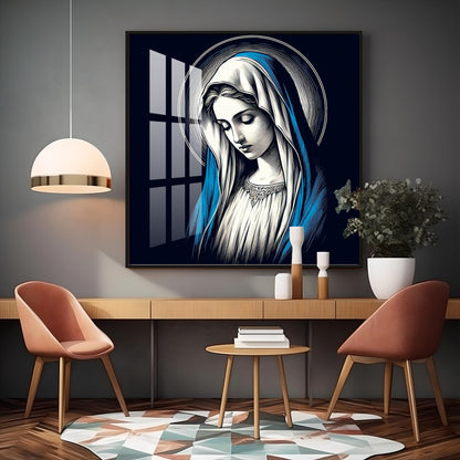 Portrait of the Virgin Mary Premium Acrylic Square Wall Art