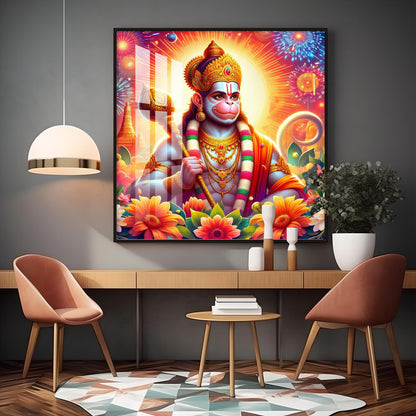 Jai Hanuman Premium Acrylic Square Wall Art