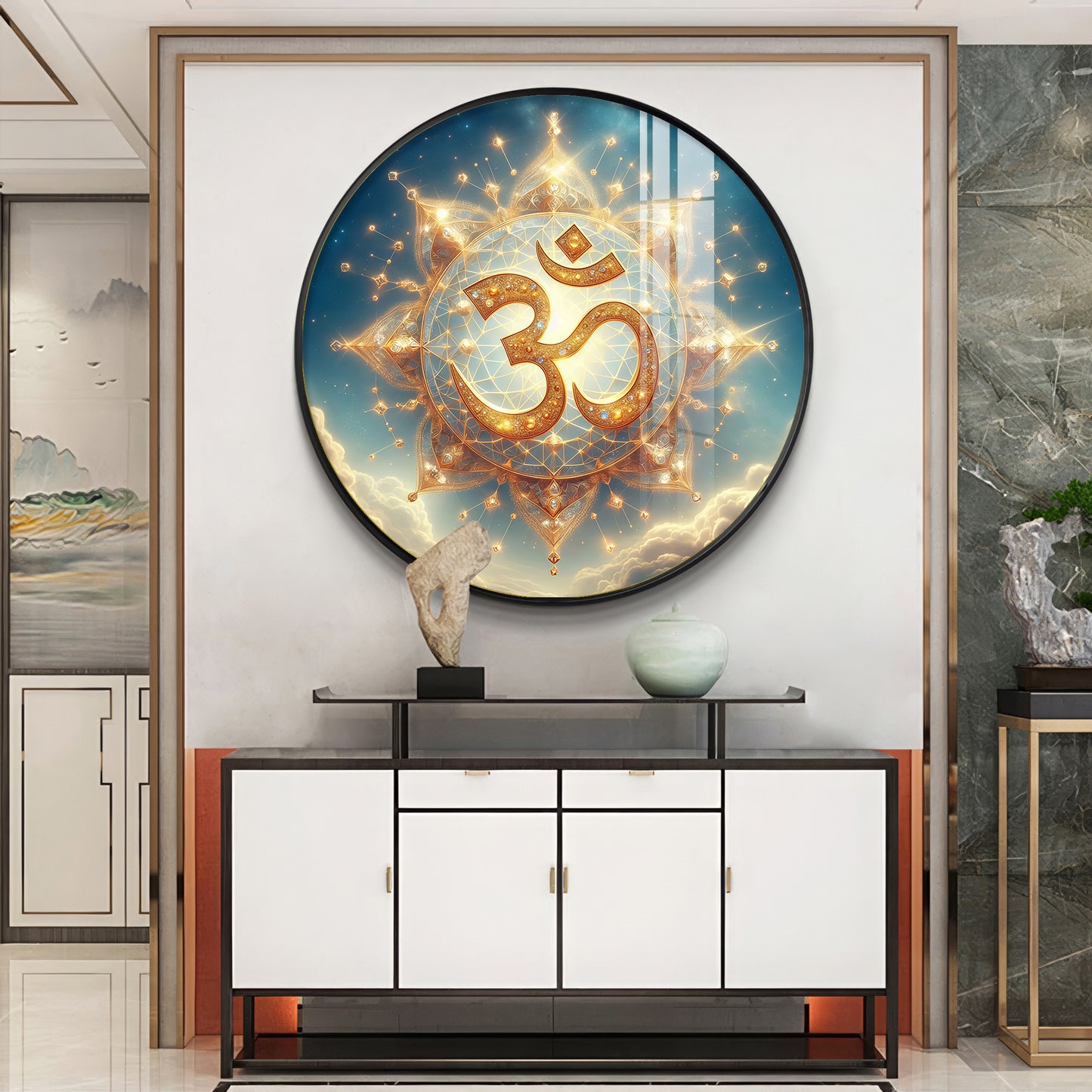 Om Incarnation Premium Acrylic Round Wall Art