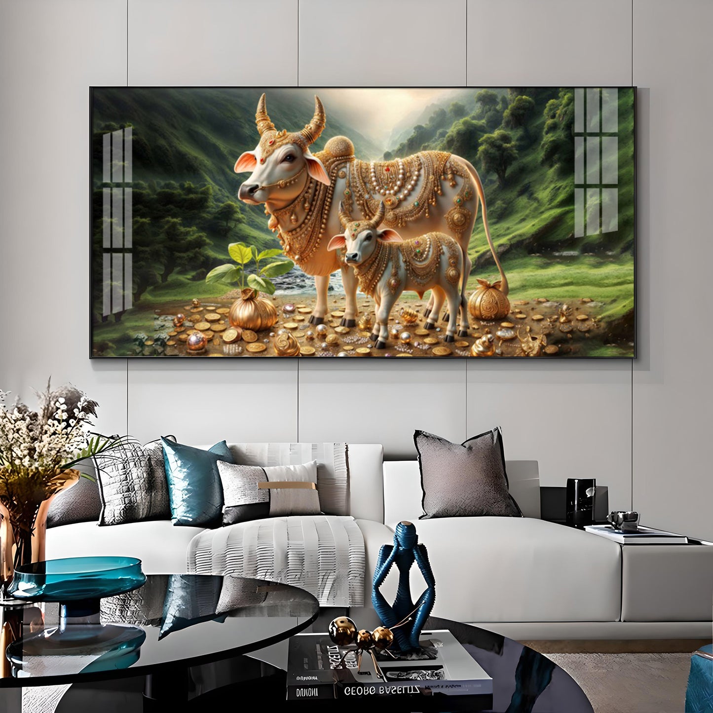 Nandi In Lush Green Forest Premium Acrylic Horizontal Wall Art