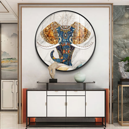 Majestic Elephant Premium Acrylic Round Wall Art