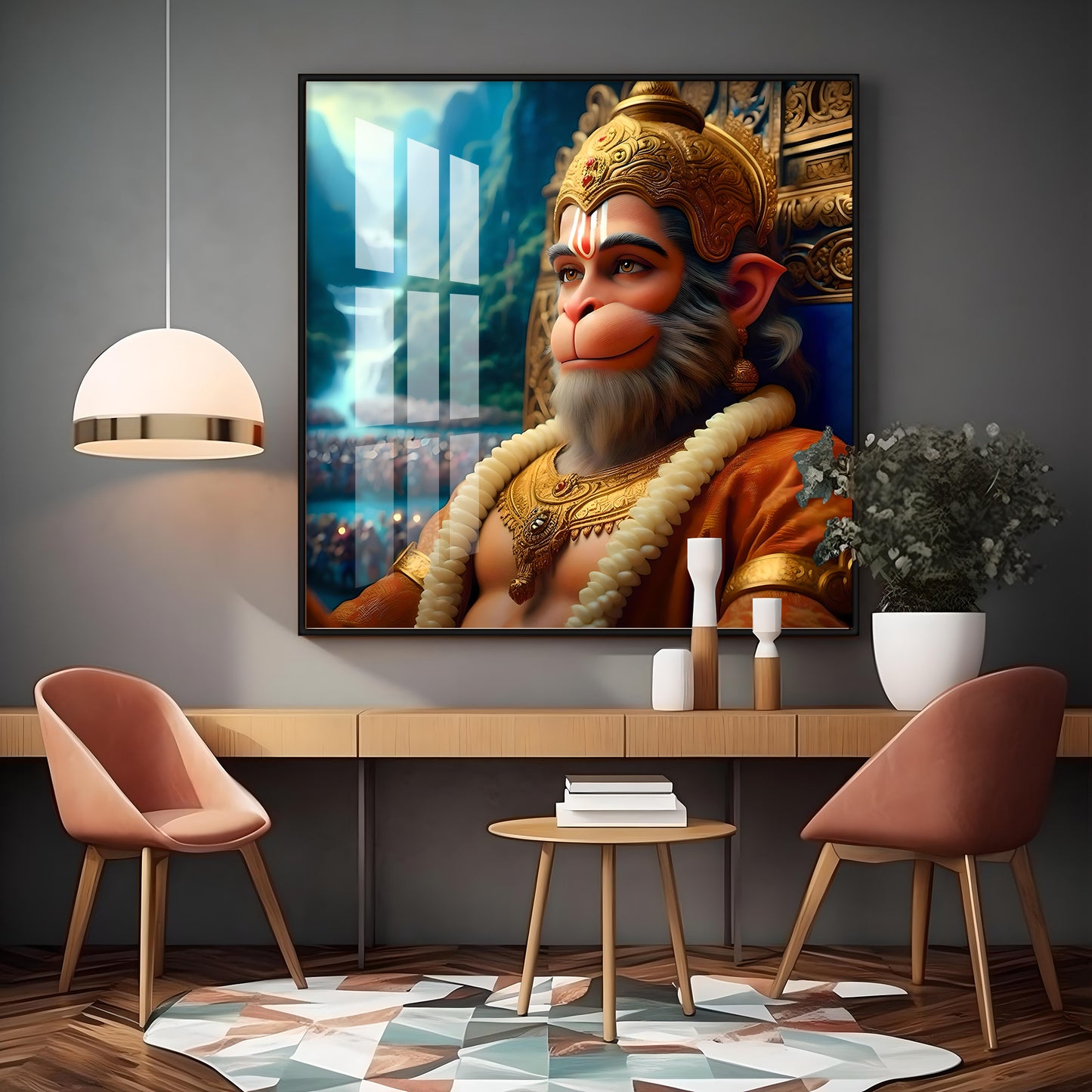 Legendary Hanuman Premium Acrylic Square Wall Art