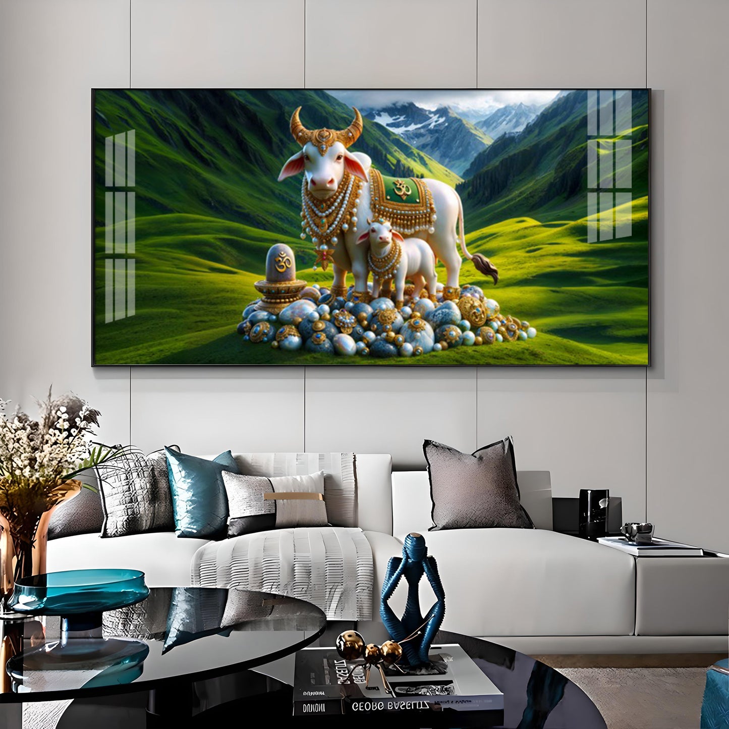 Sacred Nandi In Valley Premium Acrylic Horizontal Wall Art