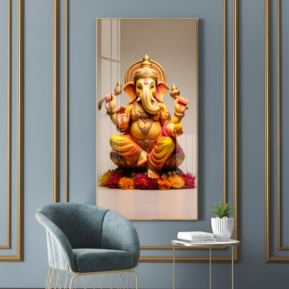 Lord Ganpati Premium Acrylic Vertical Wall Art