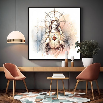 Sacred Heart of Mary Premium Acrylic Square Wall Art