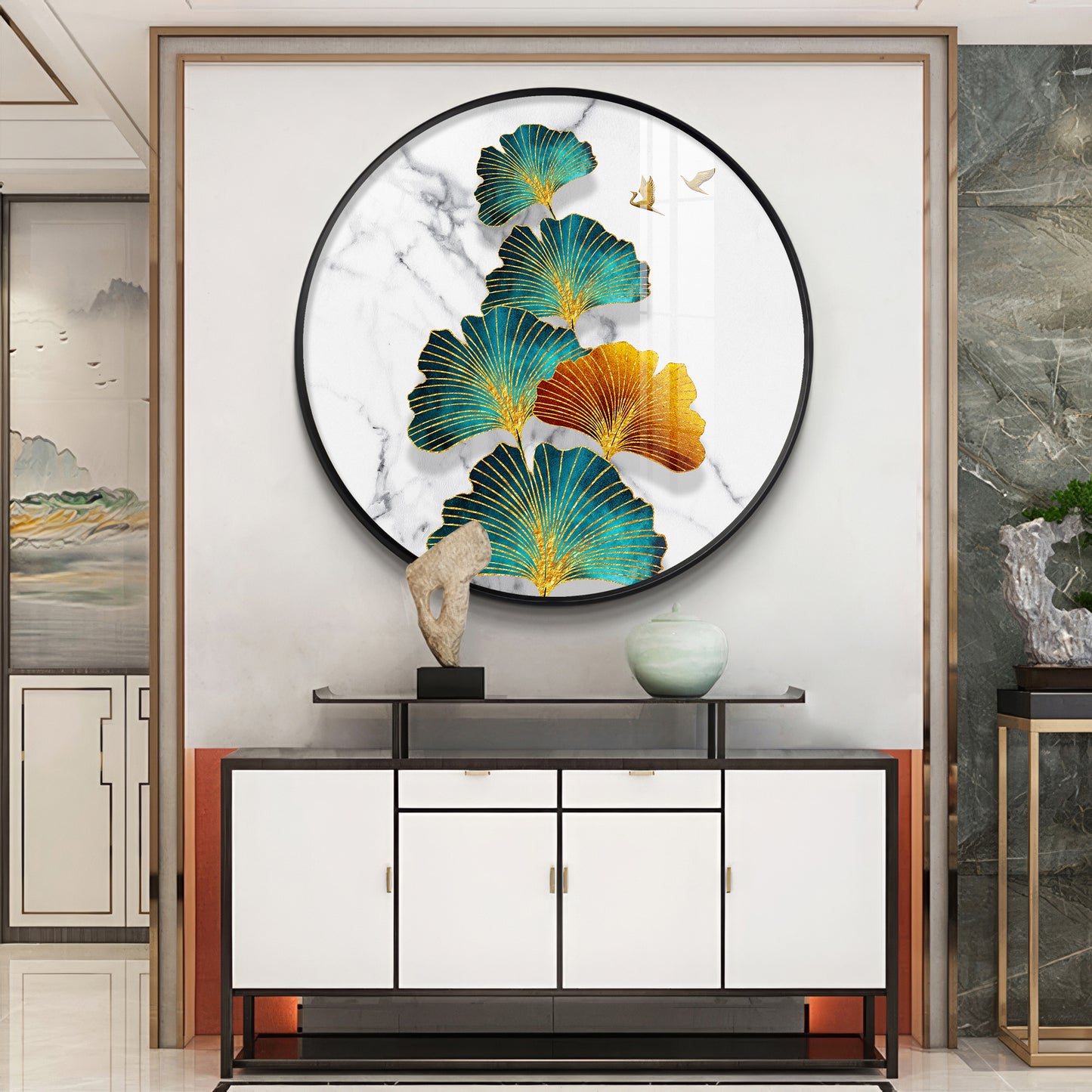 Leaf of Serenity Premium Acrylic Round Wall Art
