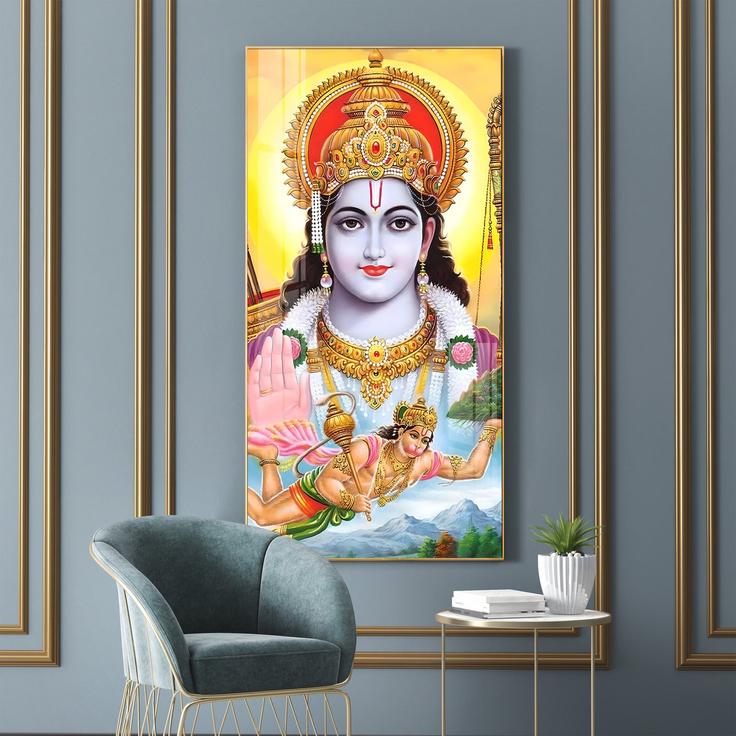 Jai Shree Ram Jai Veer Hanuman Premium Acrylic Vertical Wall Art