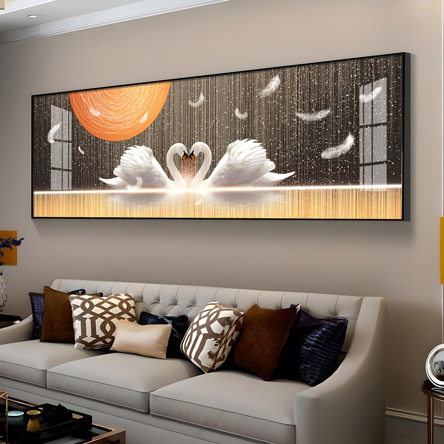 Swans In Sunlight Premium Acrylic Horizontal Wall Art