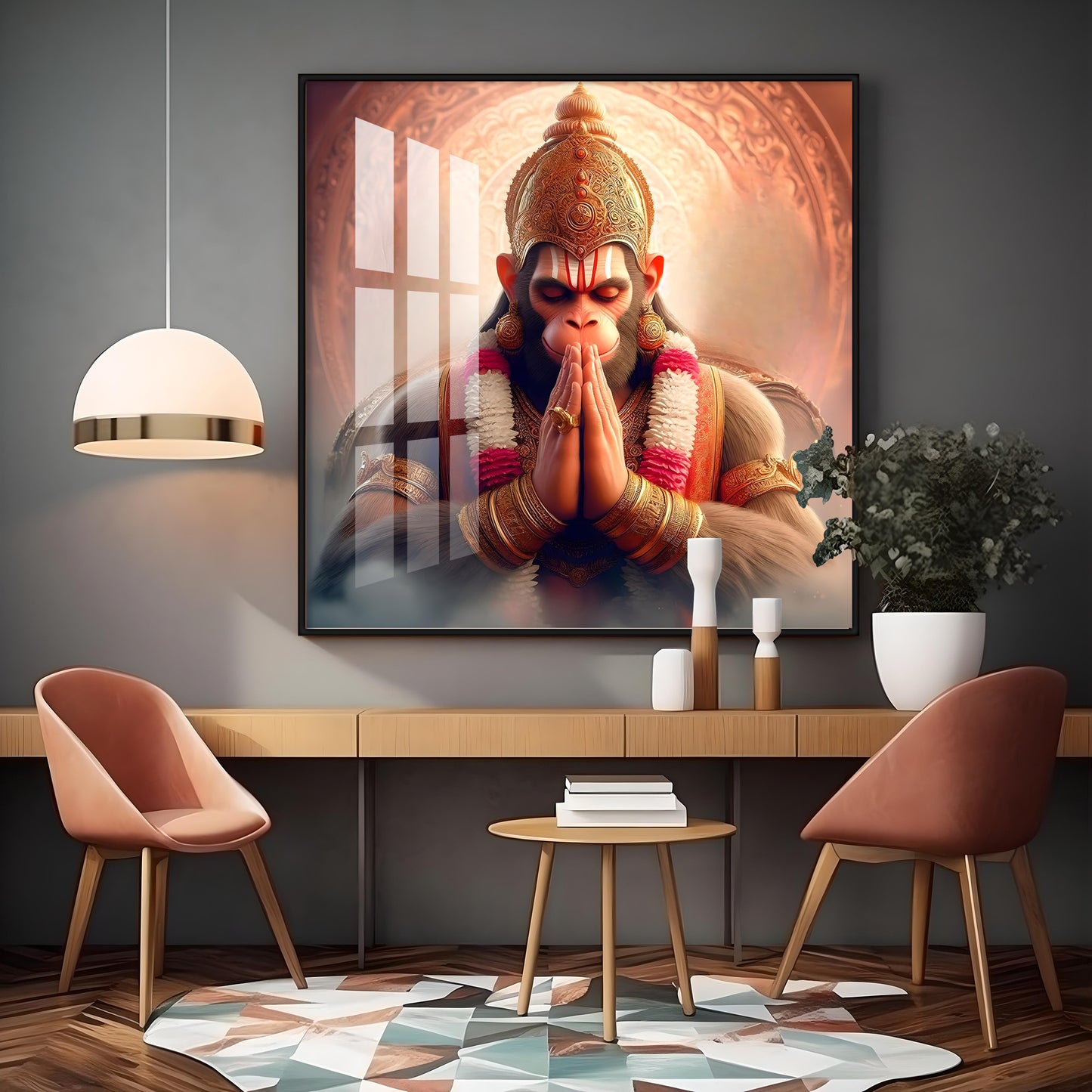 Powerful Hanuman Ji Premium Acrylic Square Wall Art