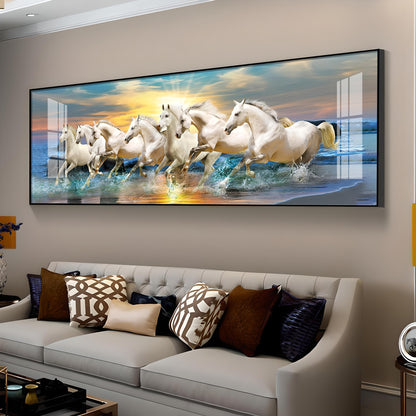 Seven Lucky Running Horses Premium Acrylic Horizontal Wall Art