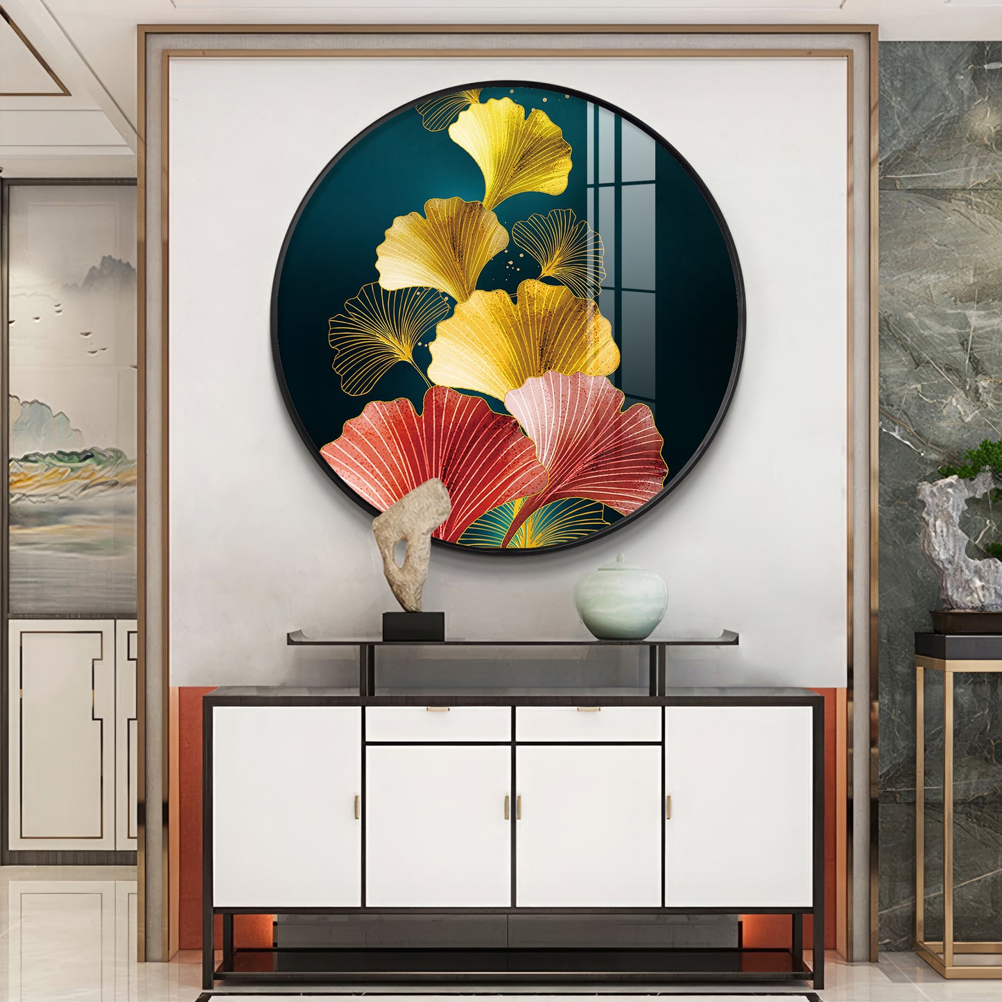 Colorful Petals Premium Acrylic Round Wall Art