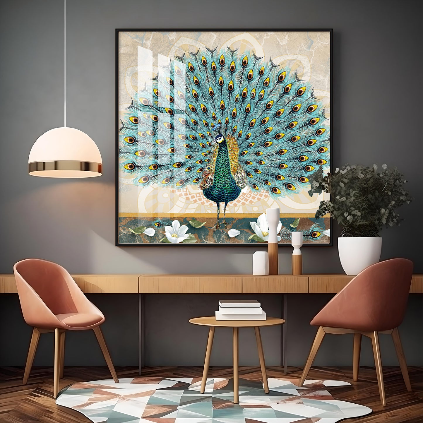 Beautiful Peacock Premium Acrylic Square Wall Art