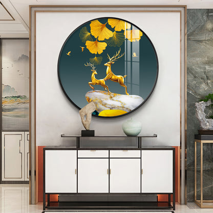 Dancing Antlers Premium Acrylic Round Wall Art