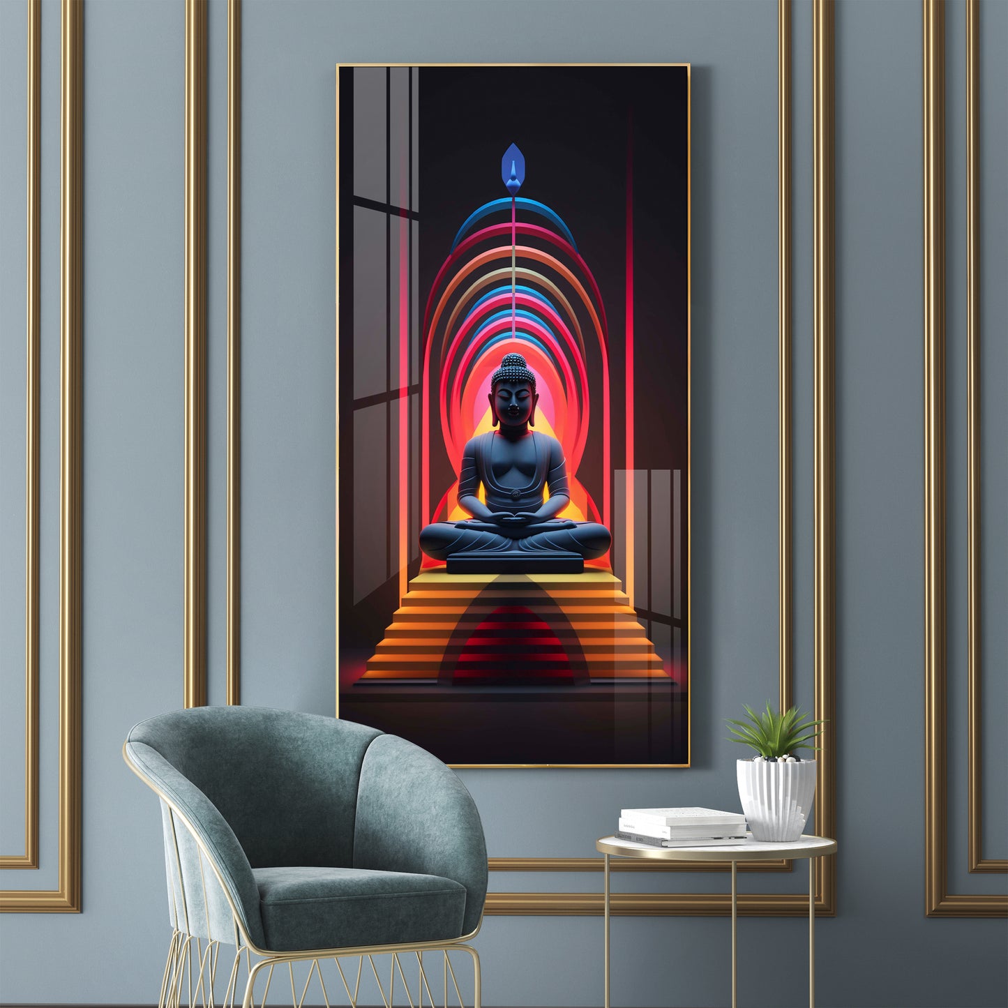 Powerful Buddha Premium Acrylic Vertical Wall Art