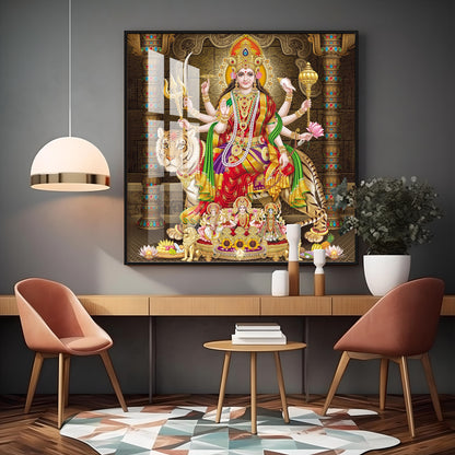 Enchanted Devi Durga Premium Acrylic Square Wall Art