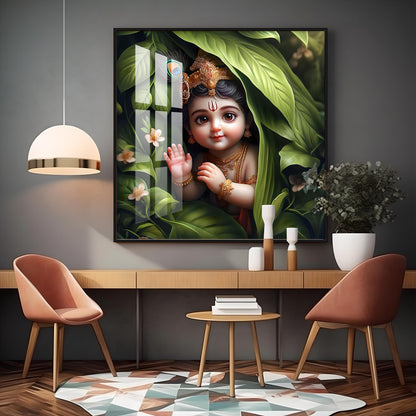 Ladoo Gopal Premium Acrylic Square Wall Art