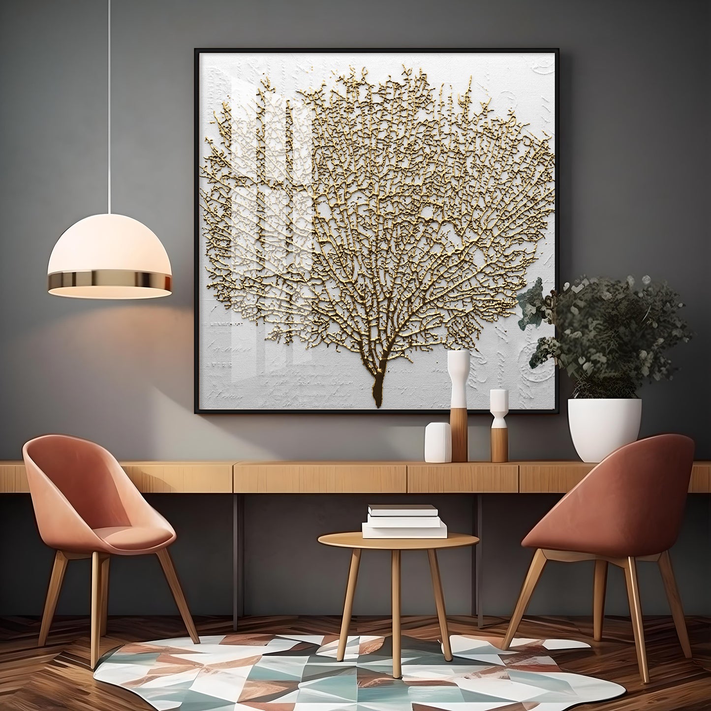 Golden Tree Premium Acrylic Square Wall Art