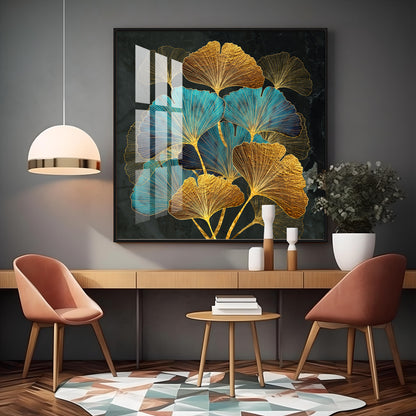 Auspicious Ginkgo Leaf Premium Acrylic Square Wall Art