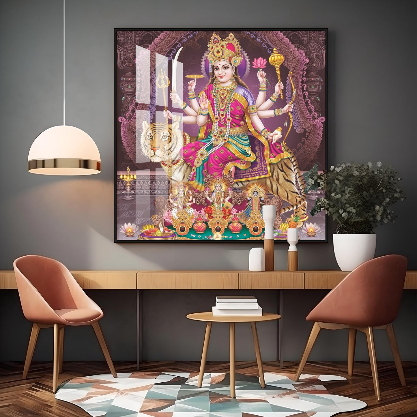 Maa Durga Premium Acrylic Square Wall Art