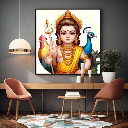 Lord Murugan Premium Acrylic Square Wall Art