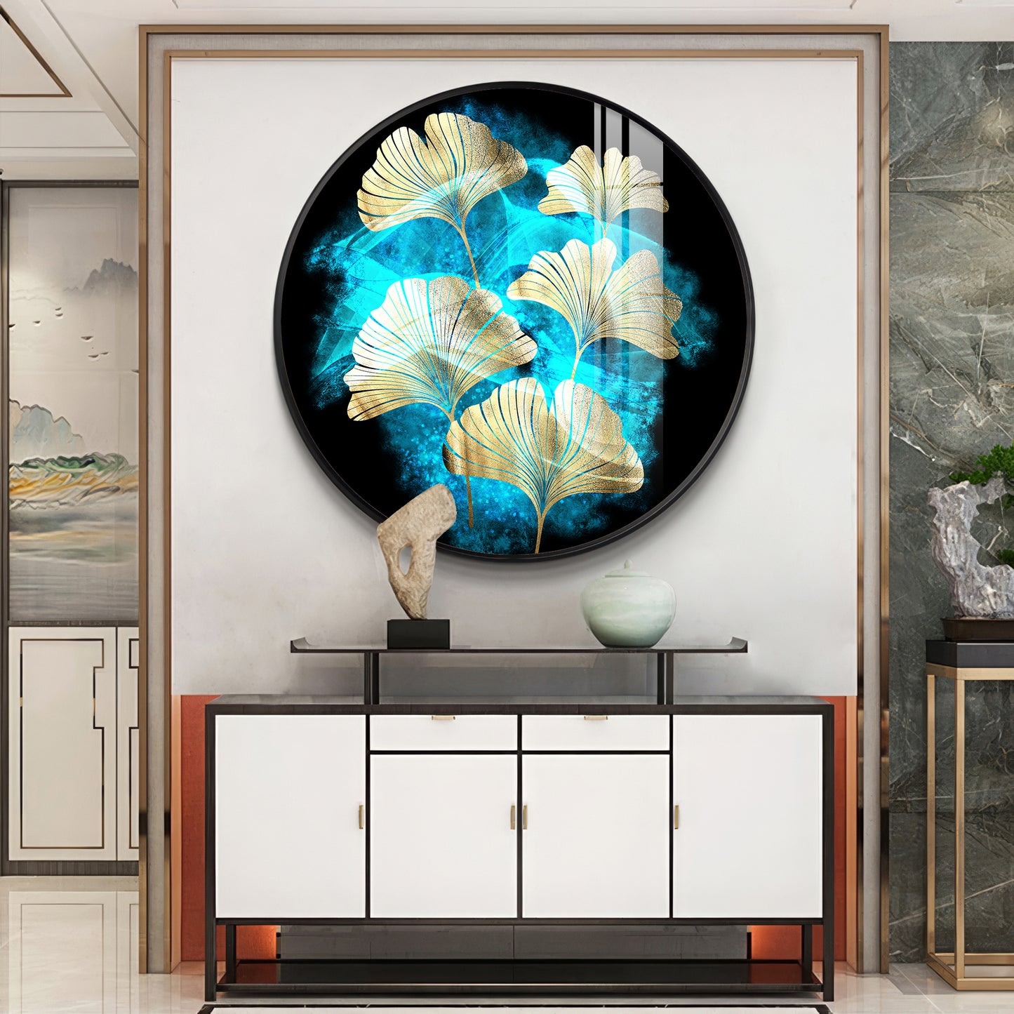 Leaf Medley Premium Acrylic Round Wall Art