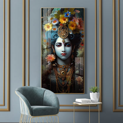 Jai Shree Krishna Premium Acrylic Vertical Wall Art