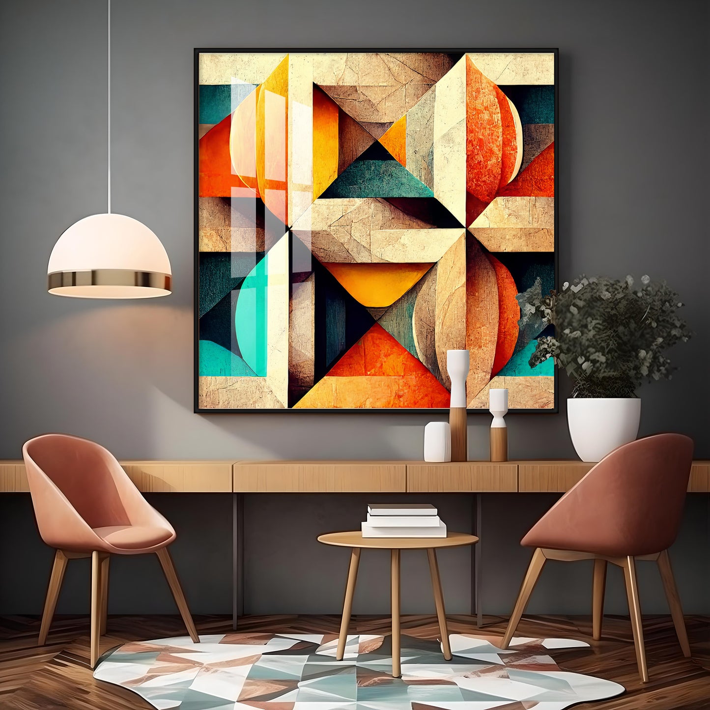 Seamless Pattern Shapes Premium Acrylic Square Wall Art