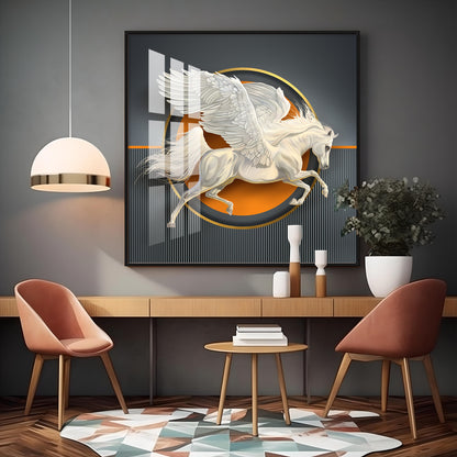 Flying Horse Business Success Premium Acrylic Square Wall Art