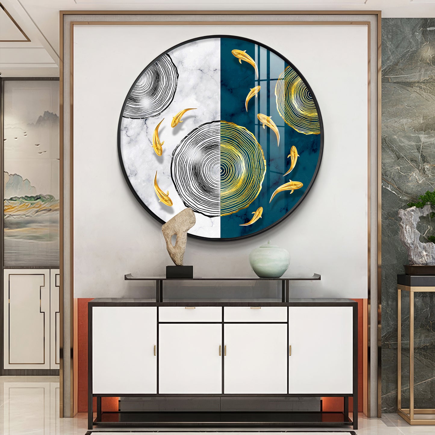 Goldfish Dreamscape Premium Acrylic Round Wall Art