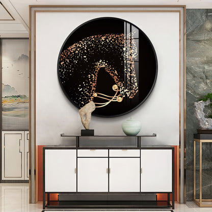 Golden Gallop Premium Acrylic Round Wall Art