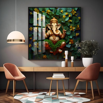 Eco-Friendly Ganpati Premium Acrylic Square Wall Art