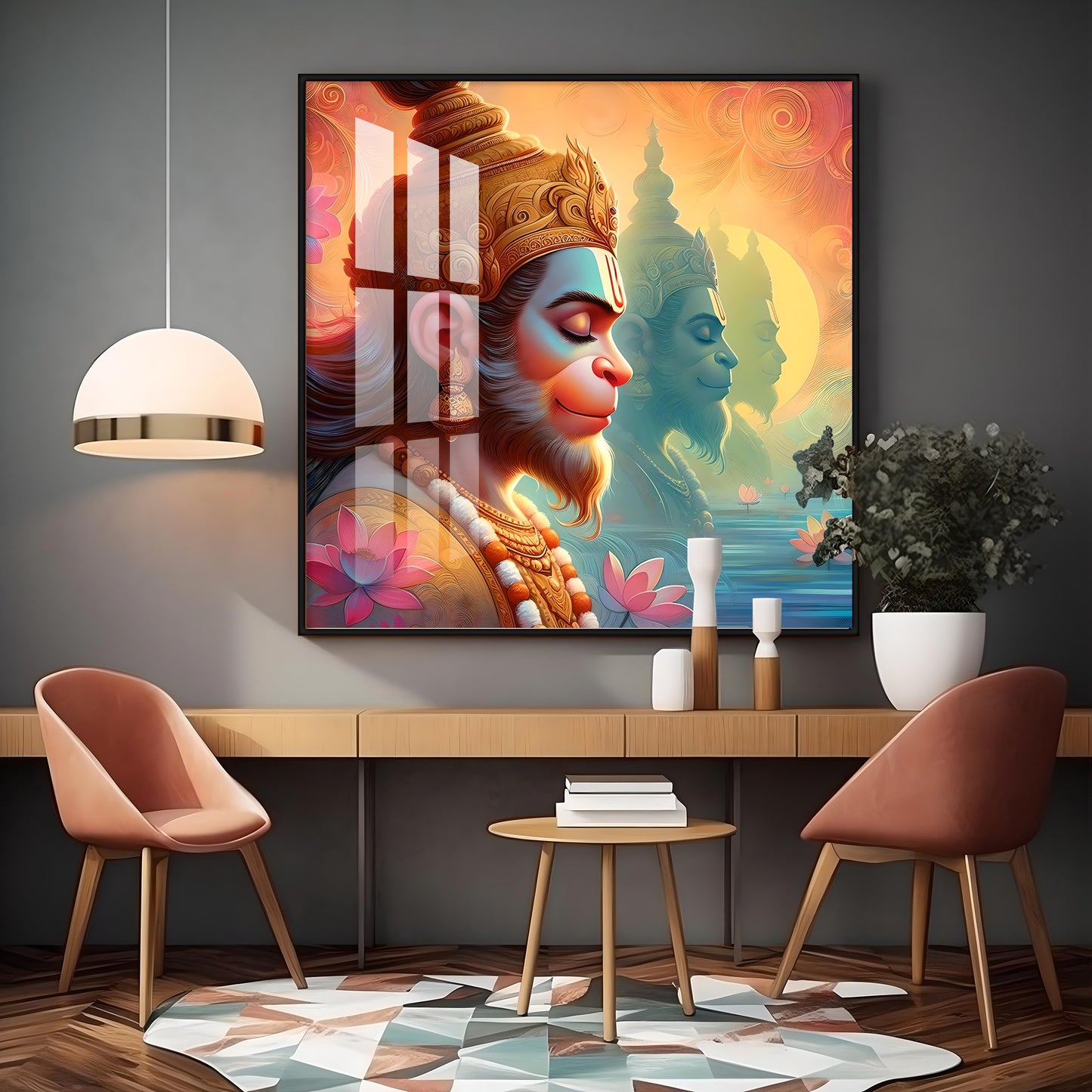 Hanuman ji Premium Acrylic Square Wall Art