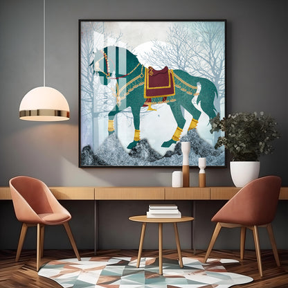 European Abstract Three-Dimensional Horse Premium Acrylic Square Wall Art