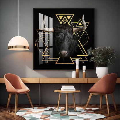 Gold Foil Geometric Figure Yak Premium Acrylic Square Wall Art