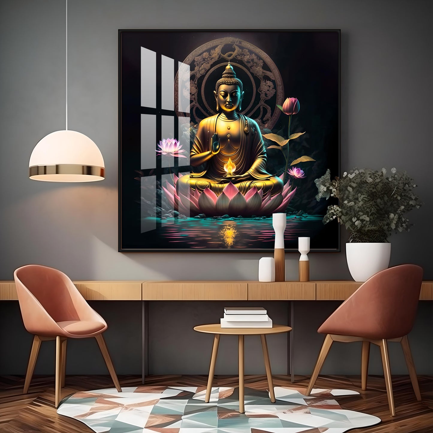 Namo Buddhay Premium Acrylic Square Wall Art