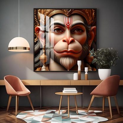 Lord Hanuman Premium Acrylic Square Wall Art