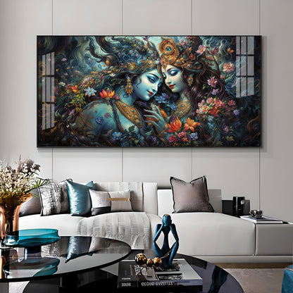 Mystical Love Of Radha Krishna Premium Acrylic Horizontal Wall Art