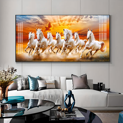 Vastu Seven Running Horses In Morning Premium Acrylic Horizontal Wall Art