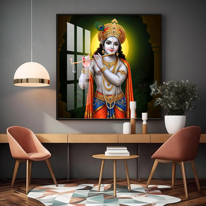 Sacred Essence Of Krishna Premium Acrylic Square Wall Art