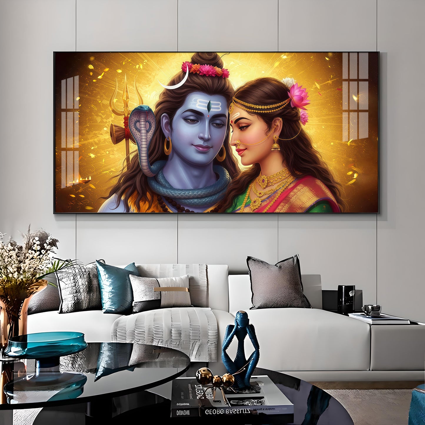Divine Shiv Paravati Premium Acrylic Horizontal Wall Art