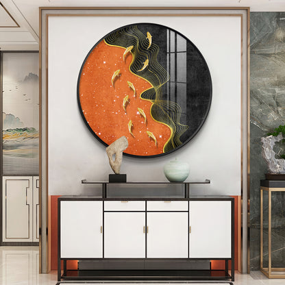 Goldfish Delight Premium Acrylic Round Wall Art