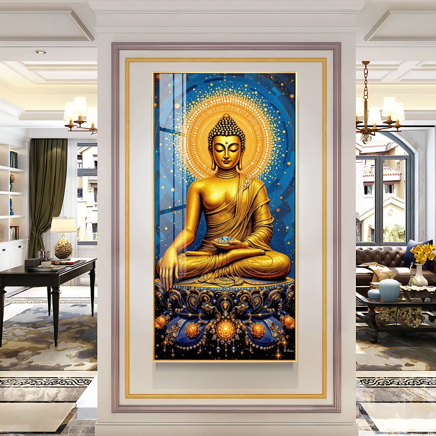 Calm Buddha Deliberation Premium Acrylic Vertical Wall Art