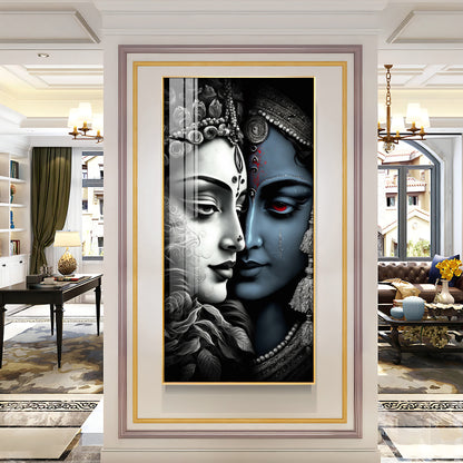 Beautiful Krishna & Radha Premium Acrylic Vertical Wall Art