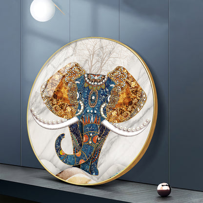 Majestic Elephant Premium Acrylic Round Wall Art